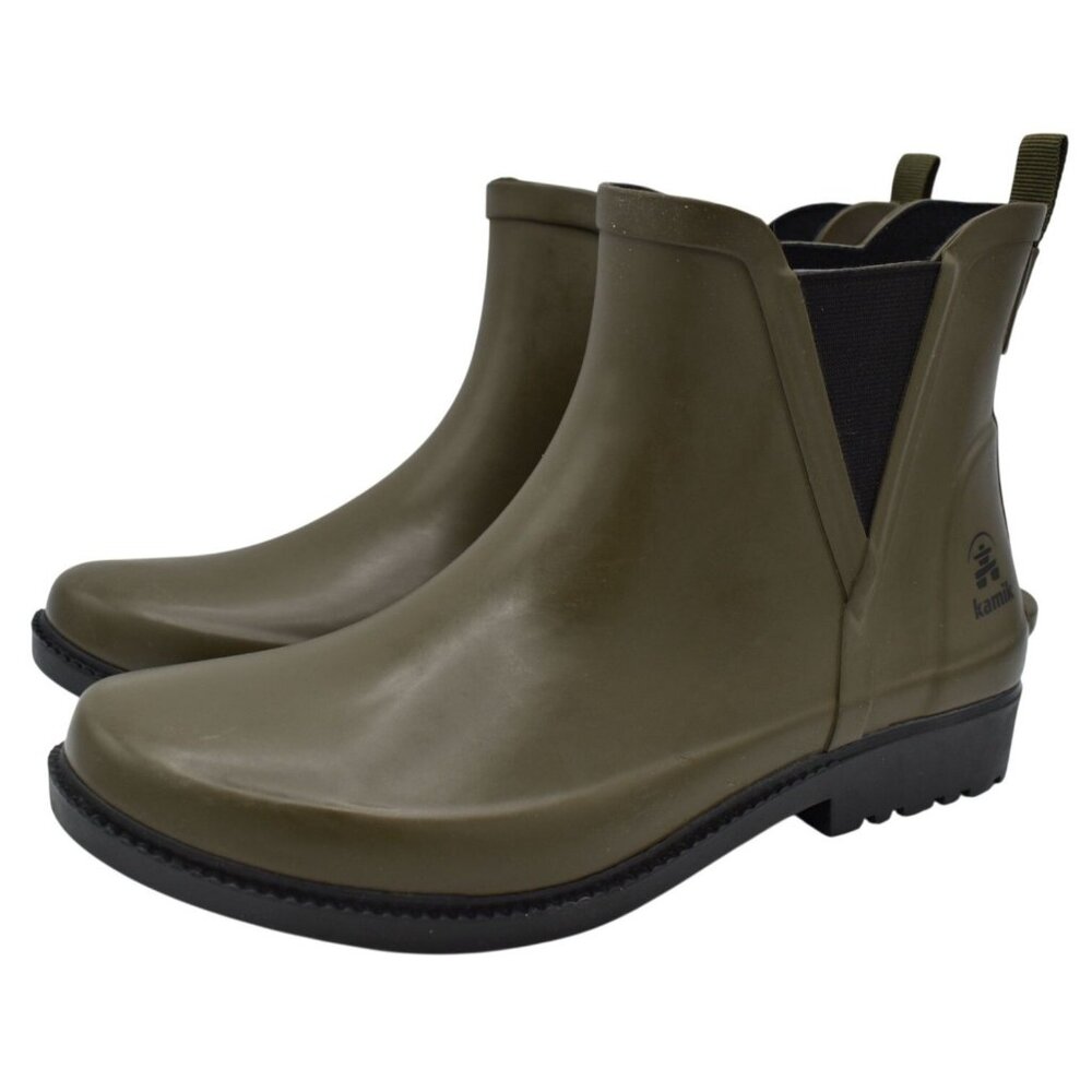 Kamik Womens Size 7‎ Chloe Lo Dark Olive Chelsea Rain Boots Shoes